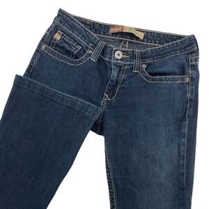 Big Star Remy Flare‎ Jeans Womens 30L Low Rise Dark Wash Contrast Stitch